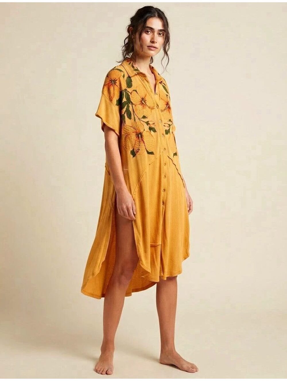 Free People Maui Wowie Embroidered Floral Tunic Dress Small